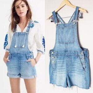 Madewell Adirondack Denim Short Overalls Shortall Medium Light Blue Size M $118